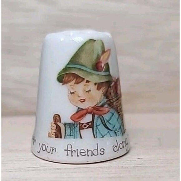 Vintage Set Of 2 Hummel Thimbles Friends Themed - Picture 5 of 11